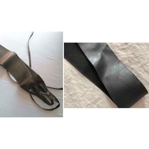 Bow Tie Wide Wrap Around Obi Corset Black Belt NEW SIZE L-XL NEW - Picture 9 of 15